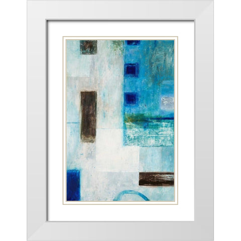 Blue City Blocks White Modern Wood Framed Art Print with Double Matting by Mills, Chris