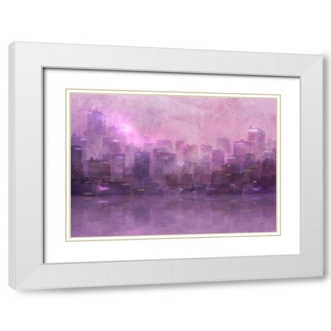 Dusk Skyline White Modern Wood Framed Art Print with Double Matting by Roko, Ken