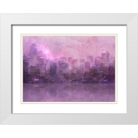 Dusk Skyline White Modern Wood Framed Art Print with Double Matting by Roko, Ken