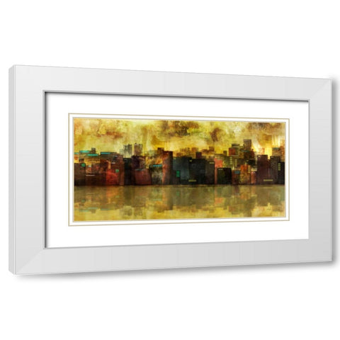 Evening Skyline White Modern Wood Framed Art Print with Double Matting by Roko, Ken