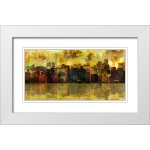Evening Skyline White Modern Wood Framed Art Print with Double Matting by Roko, Ken