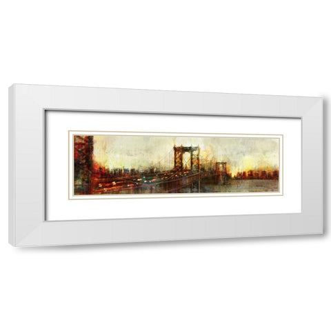 Over the Manhattan Bridge White Modern Wood Framed Art Print with Double Matting by Roko, Ken