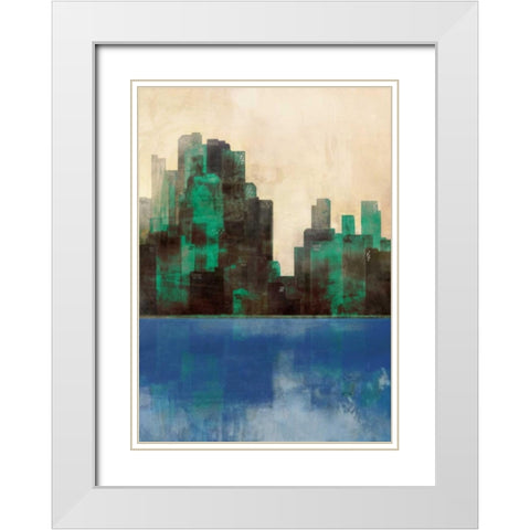 Monaco Lagoon 2 White Modern Wood Framed Art Print with Double Matting by Roko, Ken