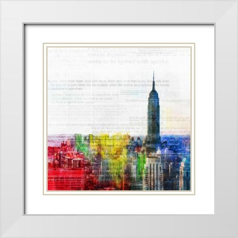 Colorful City 1 White Modern Wood Framed Art Print with Double Matting by Roko, Ken