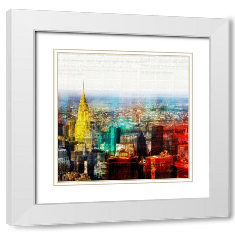 Colorful City 2 White Modern Wood Framed Art Print with Double Matting by Roko, Ken