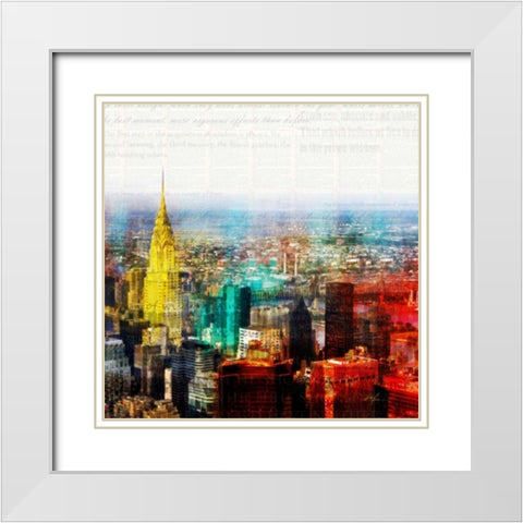 Colorful City 2 White Modern Wood Framed Art Print with Double Matting by Roko, Ken