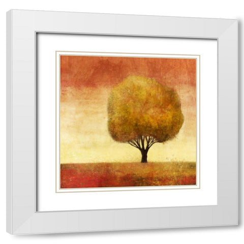 Golden Tree 1 White Modern Wood Framed Art Print with Double Matting by Roko, Ken