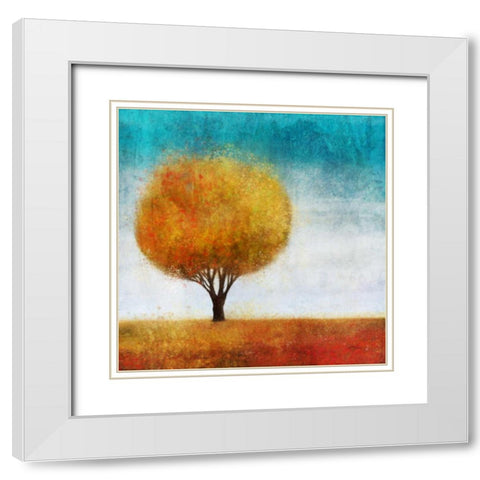 Golden Tree 2 White Modern Wood Framed Art Print with Double Matting by Roko, Ken