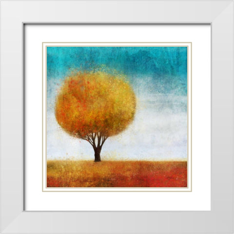Golden Tree 2 White Modern Wood Framed Art Print with Double Matting by Roko, Ken