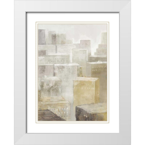 City Fog 2 White Modern Wood Framed Art Print with Double Matting by Roko, Ken