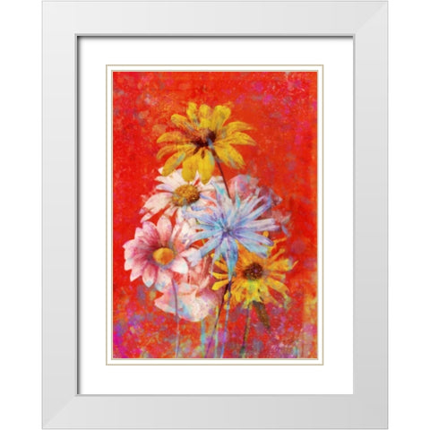 Vibrant Posies 1 White Modern Wood Framed Art Print with Double Matting by Roko, Ken