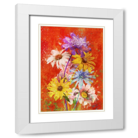 Vibrant Posies 2 White Modern Wood Framed Art Print with Double Matting by Roko, Ken