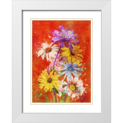 Vibrant Posies 2 White Modern Wood Framed Art Print with Double Matting by Roko, Ken