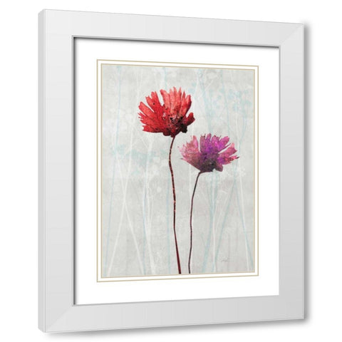 Blush Blooms 1 White Modern Wood Framed Art Print with Double Matting by Roko, Ken