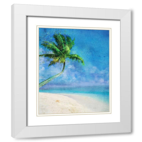 Palm Beach and Starfish White Modern Wood Framed Art Print with Double Matting by Roko, Ken