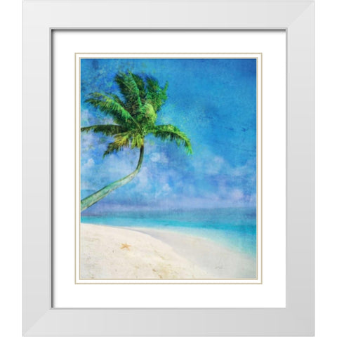 Palm Beach and Starfish White Modern Wood Framed Art Print with Double Matting by Roko, Ken