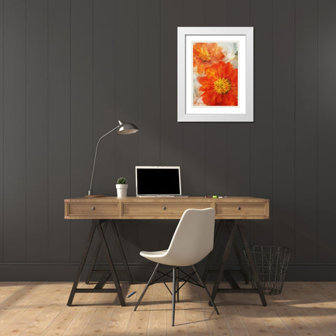 Tithonia Bloom 1 White Modern Wood Framed Art Print with Double Matting by Roko, Ken