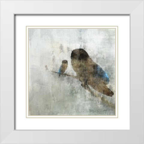 Mama Owl and Baby White Modern Wood Framed Art Print with Double Matting by Roko, Ken