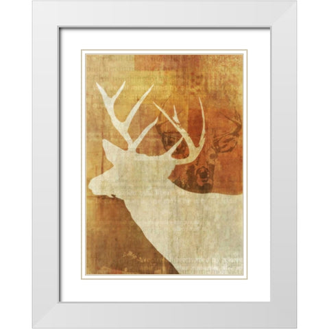 Whitetail Deer White Modern Wood Framed Art Print with Double Matting by Roko, Ken