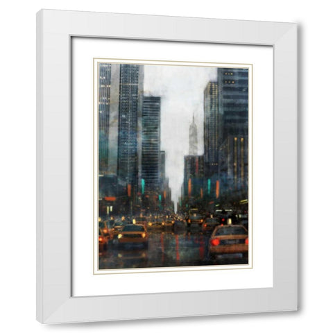 New York After Hours-Square White Modern Wood Framed Art Print with Double Matting by Roko, Ken