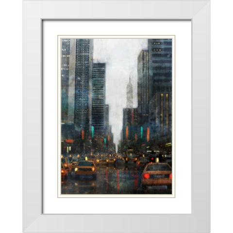 New York After Hours-Square White Modern Wood Framed Art Print with Double Matting by Roko, Ken