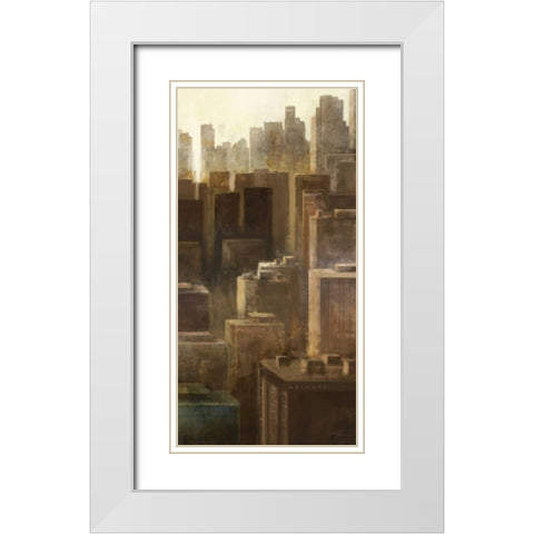 Metropolis City 2 White Modern Wood Framed Art Print with Double Matting by Roko, Ken