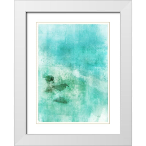 Seashore Stroll 1 White Modern Wood Framed Art Print with Double Matting by Roko, Ken