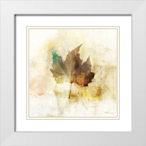 Falling Maple Leaf 1 White Modern Wood Framed Art Print with Double Matting by Roko, Ken