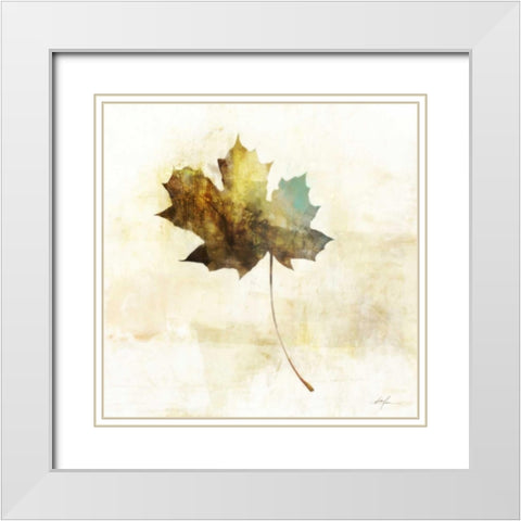 Falling Maple Leaf 2 White Modern Wood Framed Art Print with Double Matting by Roko, Ken