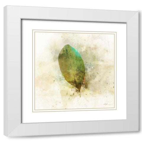 Falling Birch Leaf White Modern Wood Framed Art Print with Double Matting by Roko, Ken