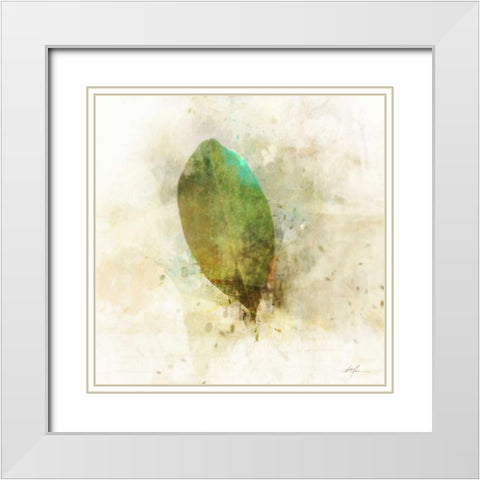 Falling Birch Leaf White Modern Wood Framed Art Print with Double Matting by Roko, Ken