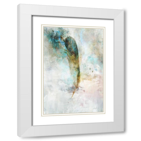 Celestial Feather 1 White Modern Wood Framed Art Print with Double Matting by Roko, Ken