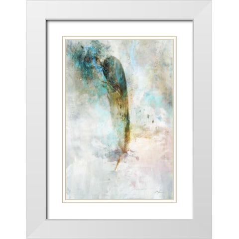 Celestial Feather 1 White Modern Wood Framed Art Print with Double Matting by Roko, Ken