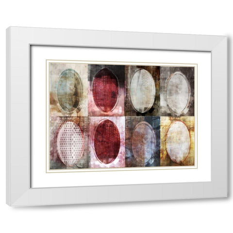 Oval Gridlock White Modern Wood Framed Art Print with Double Matting by Roko, Ken