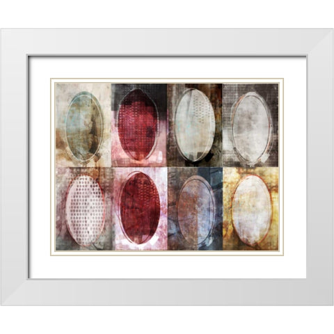 Oval Gridlock White Modern Wood Framed Art Print with Double Matting by Roko, Ken