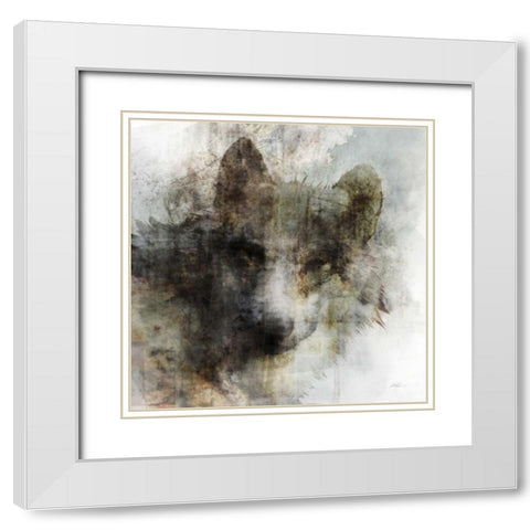 Wolf Call White Modern Wood Framed Art Print with Double Matting by Roko, Ken