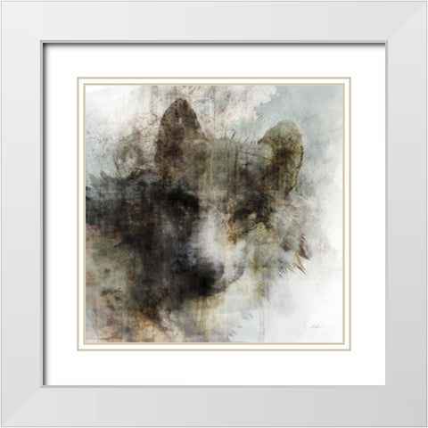 Wolf Call White Modern Wood Framed Art Print with Double Matting by Roko, Ken