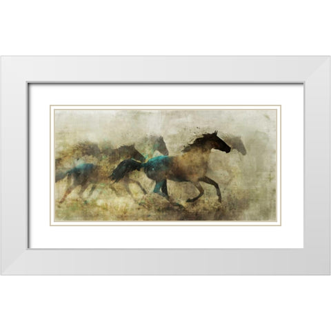 Horses, Wild And Free White Modern Wood Framed Art Print with Double Matting by Roko, Ken