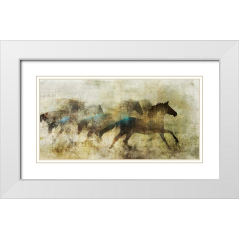 Horses, Beautiful And Free White Modern Wood Framed Art Print with Double Matting by Roko, Ken