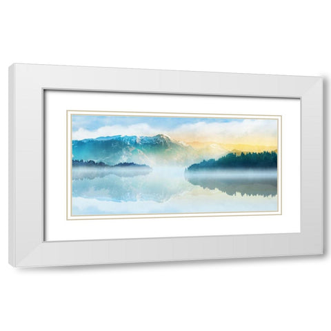 Mountain Lake White Modern Wood Framed Art Print with Double Matting by Roko, Ken
