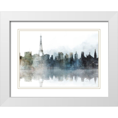 City Mood, Paris White Modern Wood Framed Art Print with Double Matting by Roko, Ken