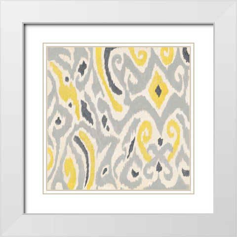 Exotic Textile 1 White Modern Wood Framed Art Print with Double Matting by Grijalva, Tom