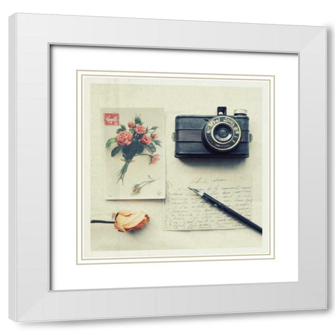 Faded Memories Cream White Modern Wood Framed Art Print with Double Matting by Dvorak, Vicki