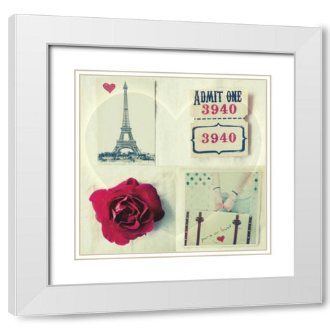 Paris Collage White Modern Wood Framed Art Print with Double Matting by Dvorak, Vicki