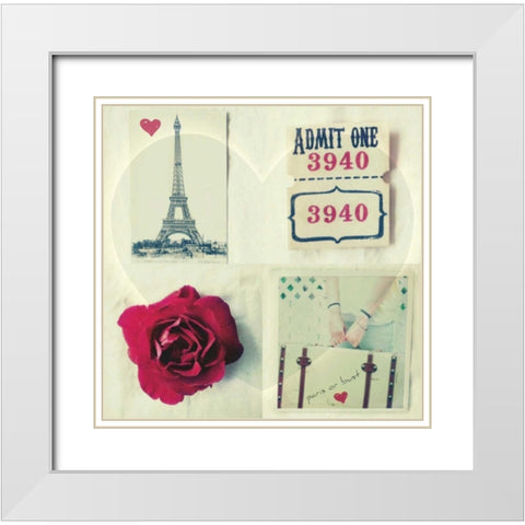 Paris Collage White Modern Wood Framed Art Print with Double Matting by Dvorak, Vicki
