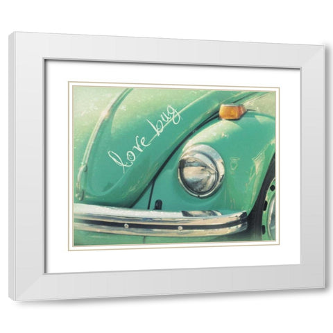 Love Bug Green White Modern Wood Framed Art Print with Double Matting by Dvorak, Vicki
