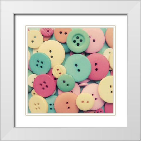 Buttons Buttons White Modern Wood Framed Art Print with Double Matting by Dvorak, Vicki