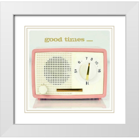Good Times Pink Radio White Modern Wood Framed Art Print with Double Matting by Dvorak, Vicki