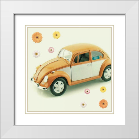 Orange Daisies White Modern Wood Framed Art Print with Double Matting by Dvorak, Vicki