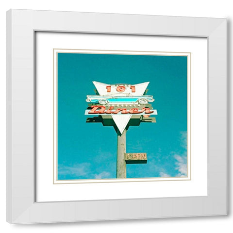 101 Diner White Modern Wood Framed Art Print with Double Matting by Dvorak, Vicki